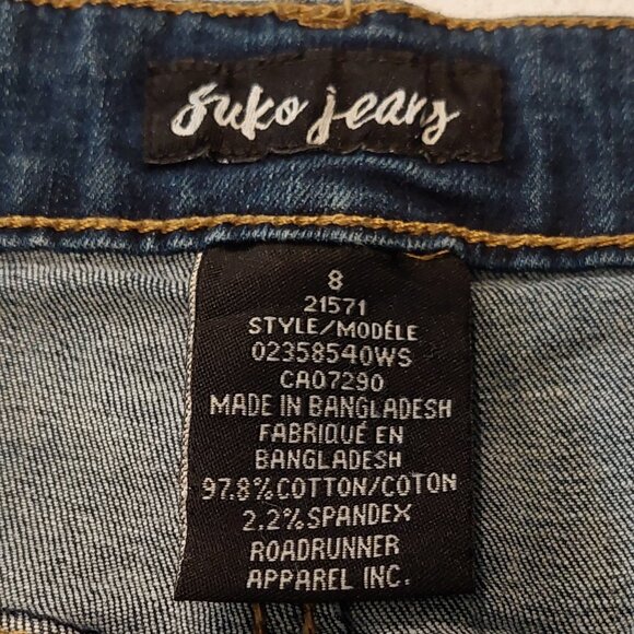 Suko Jeans Blue Denim Stripe Fringe Hem Skirt Women's Size 8 - Picture 14 of 15